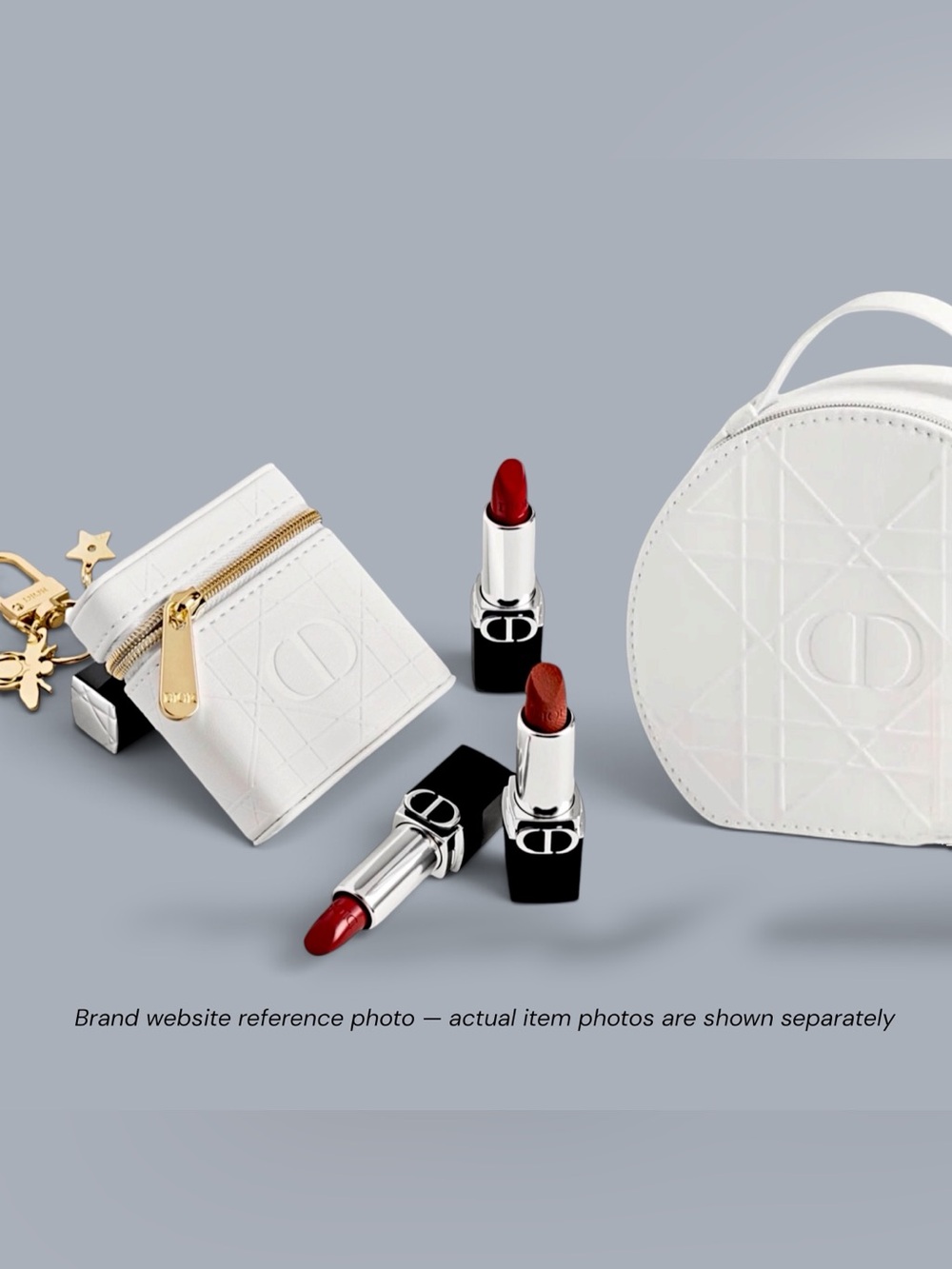 Dior Cannage Top Handle Pouch & Lipstick Case w/ 3 Mini Lipsticks